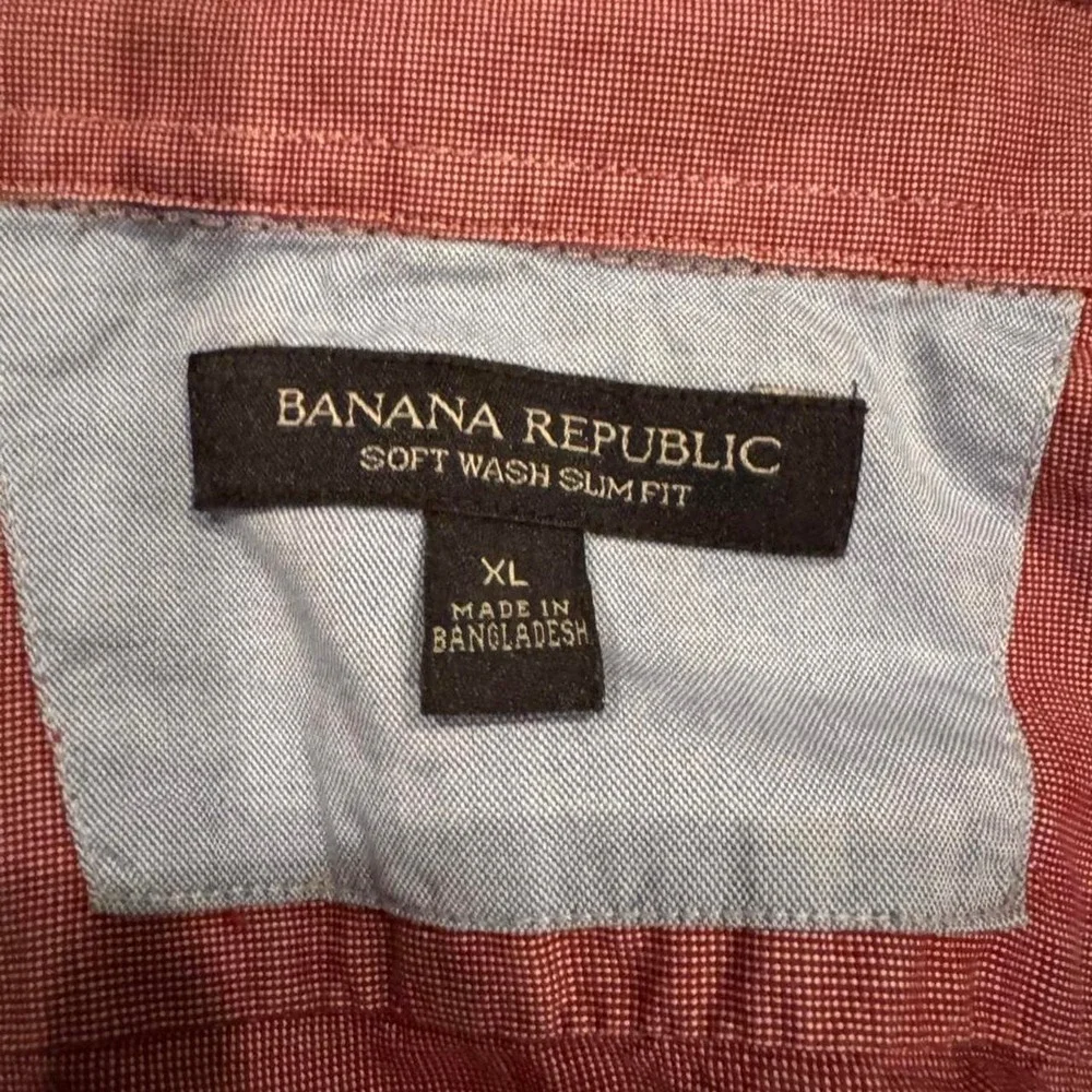 Banana Republic Soft Wash Slim Fit Shirt Mens XL Burgundy Check Button Down